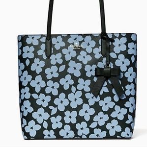 Like new Kate Spade Brynn tote purse petrol blue Graphic Flowers